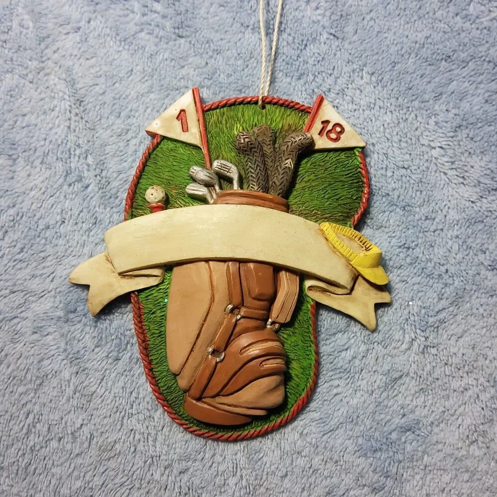 Vintage Golf Bag Christmas Ornament Blank Banner Personalizable Resin Sports 4